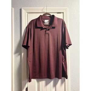 Goodfellow Men's Burgundy Striped Polo Shirt Size XXL Casual Golf Shirt